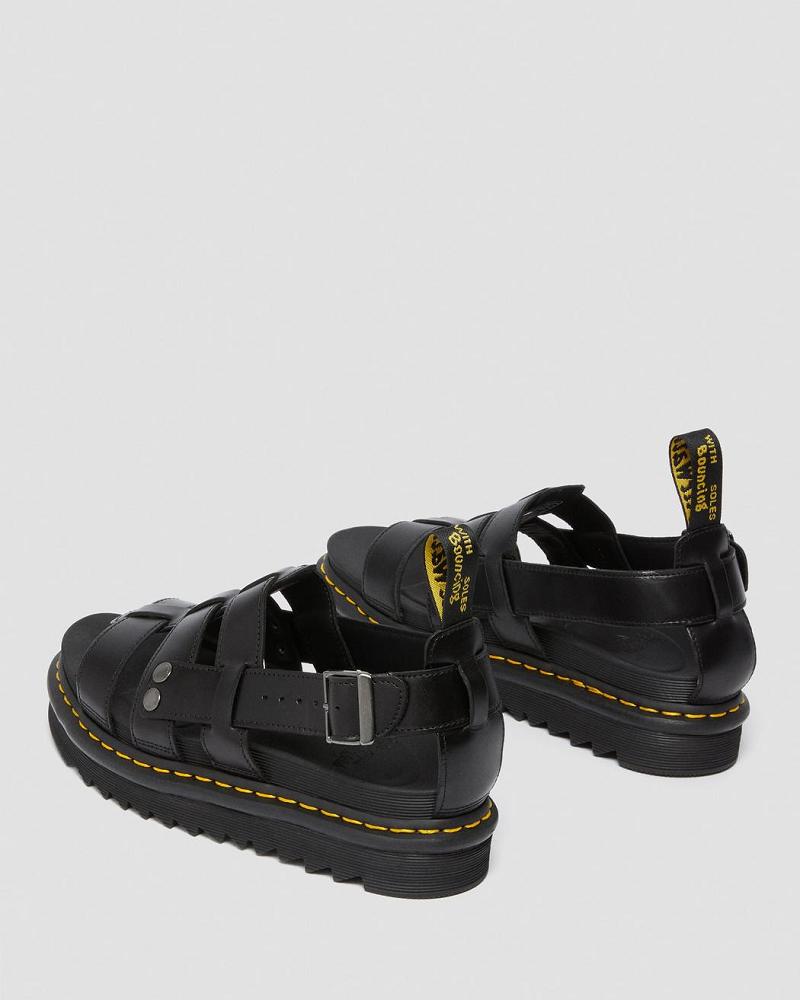 Sandalias Con Tiras Dr Martens Terry Cuero Mujer Negros | MX 463KOR